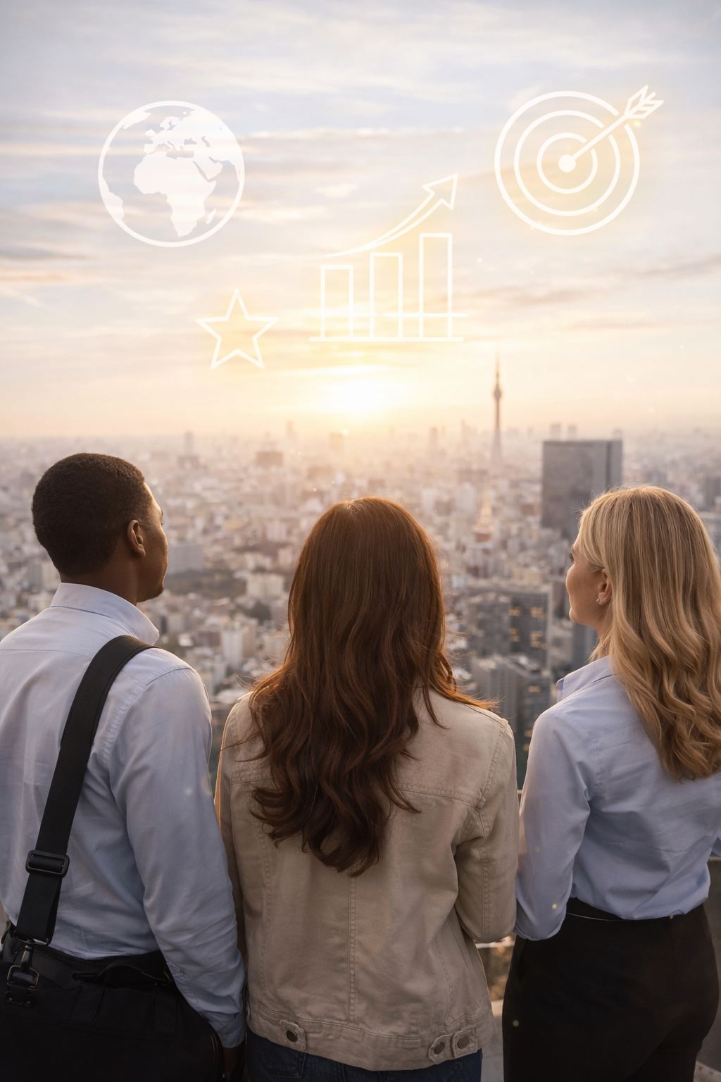 Campus moderno al atardecer